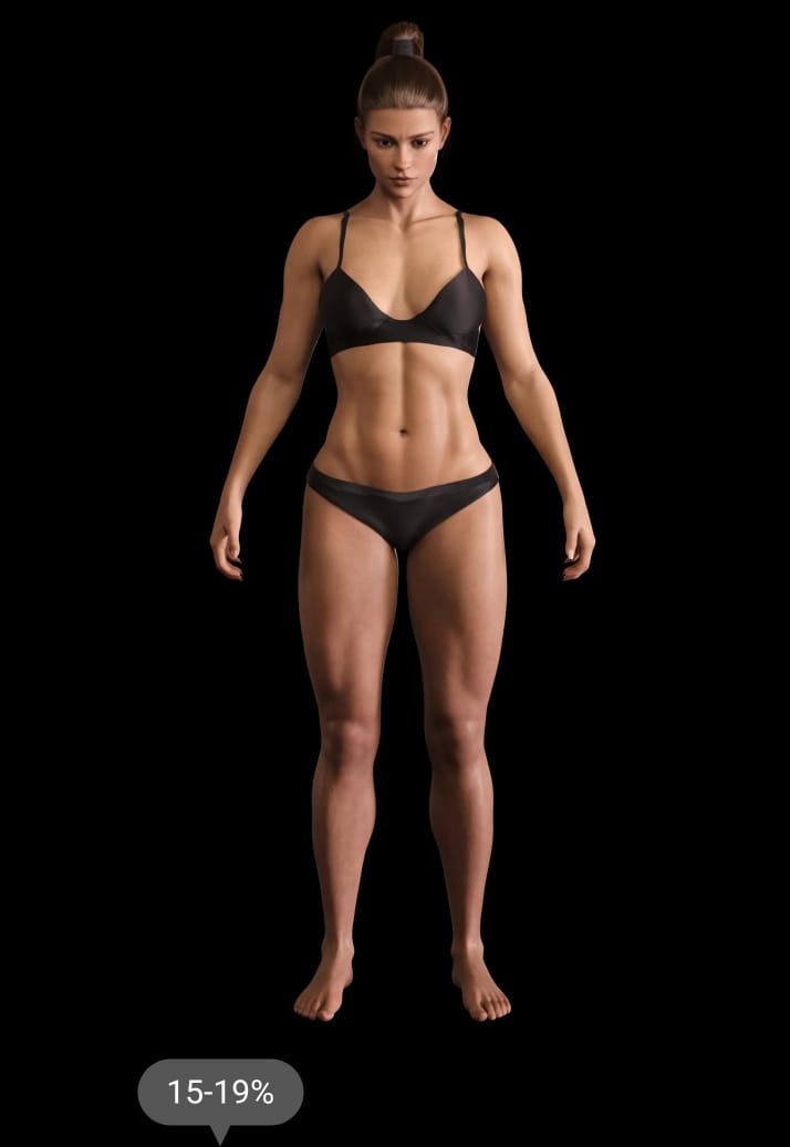 Mulher magra antes do ganho de massa estimado