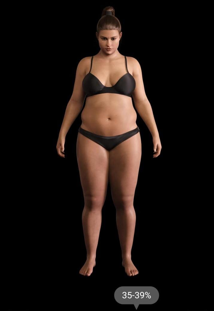 Mulher acima do peso antes da evolução estimada